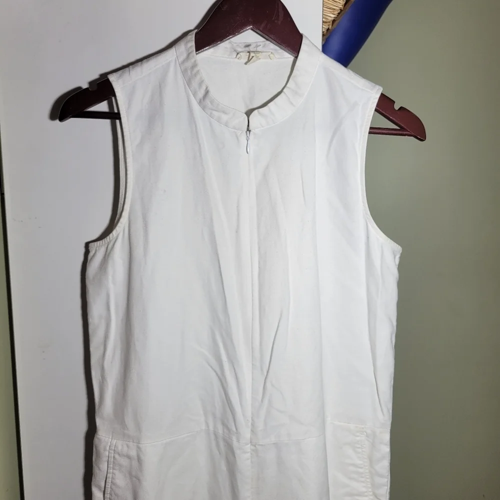 Eileen Fisher Cotton Hemp Stretch Jumpsuit ankle length white XS - Picture 10 of 13